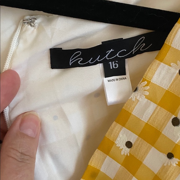 NWT Hutch Yellow and White Checkered Mini Dress - Picture 5 of 7